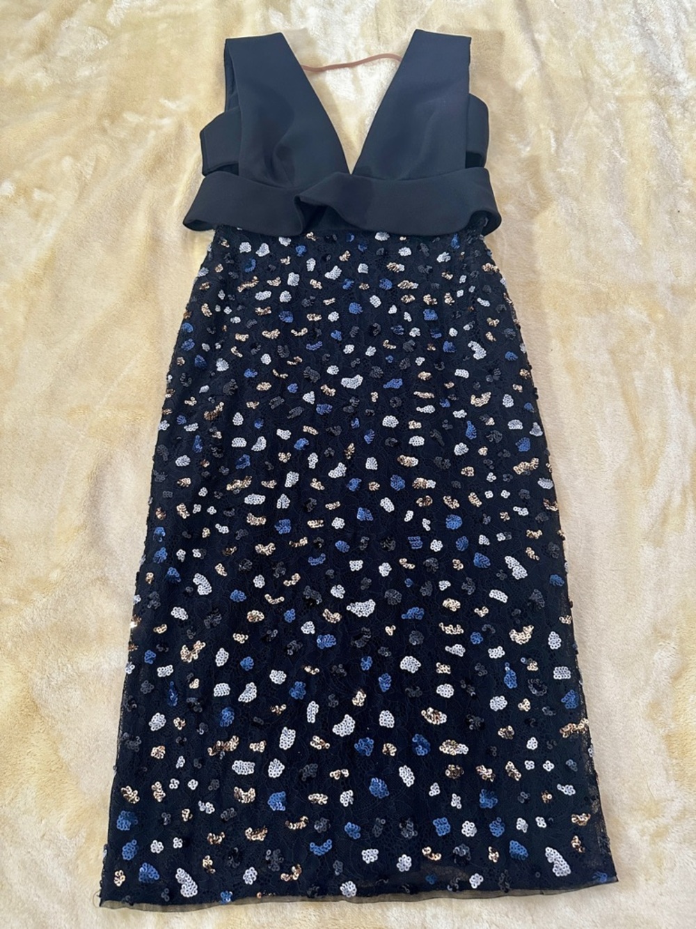 BCBGMaxAzria Rosalina Peplum Sequin Lace Black Formal Party Wedding Prom Dress 2 - Picture 7 of 16